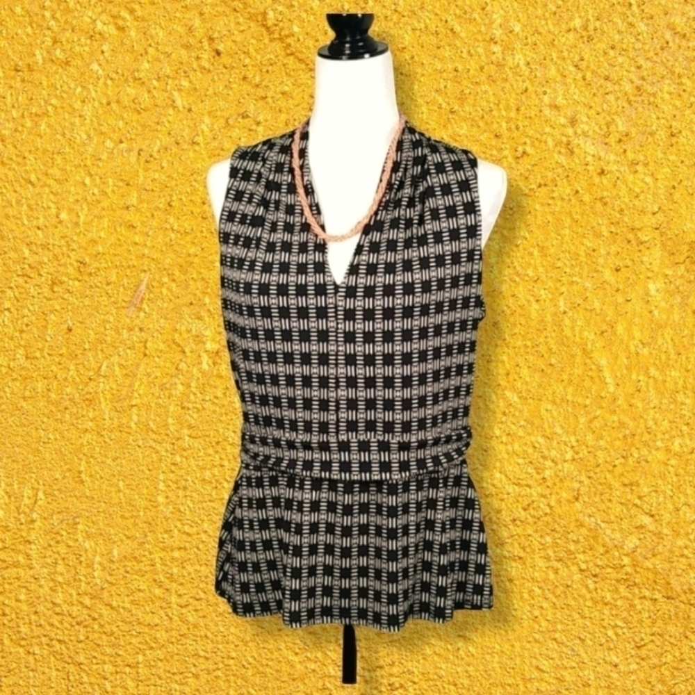 White House Black Market Women's Top Size L Sleeveless Tunic Elastic Waist